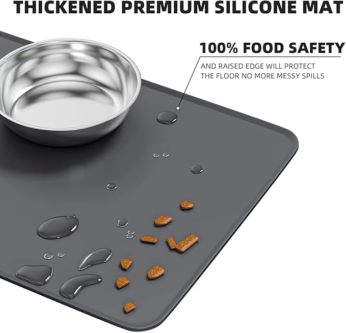 Elevated Cat Bowls Whisker Friendly,Cat Food Bowls with Silicone Food Mat,15°Tilted Stand Anti Vomiting Raised Cat Dishes for Food and Water,2 Stainless Steel Bowls for Cats and Puppy, Bamboo